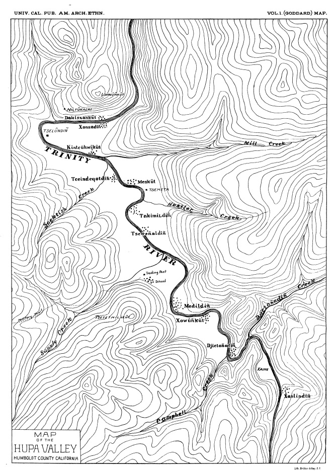 Map of Hupa Valley by Pliny Earle Goddard, 1903