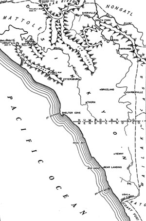 Map of Sinkyone and surrounding areas
