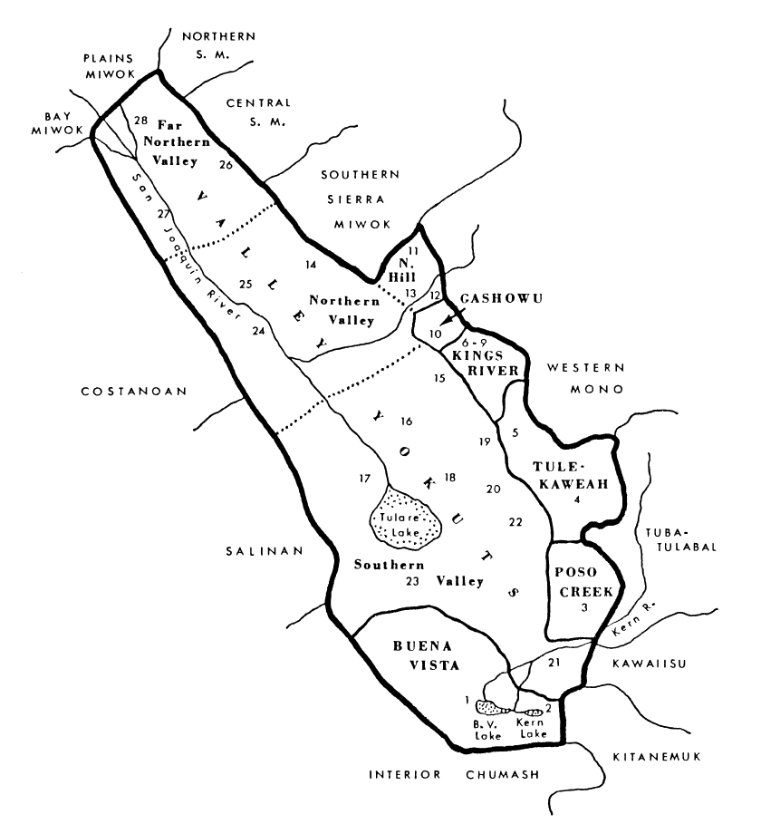 Map of the Yokuts languages